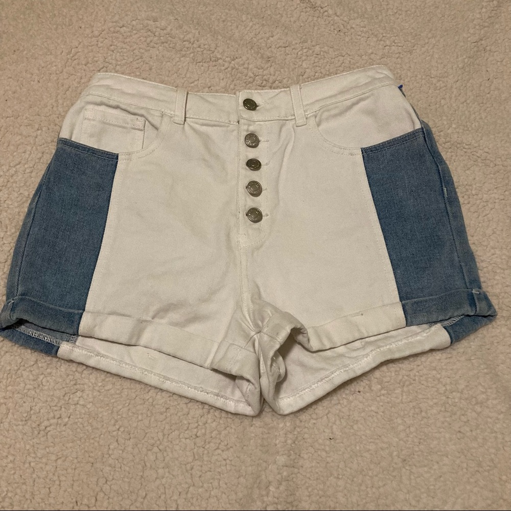 Pacsun Color Block Denim Button Fly Mom Shorts - image 1